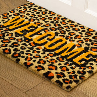 Leopard Print Doormat | Non-slip Pvc Backed Natural Coir Doormat - 60x40cm