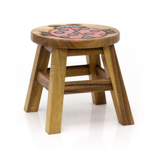 Children's Wooden Ladybird Stool | Small Round Ladybug Footstool for Kids - 25cm