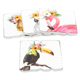 Beautiful Pack Of 4 Animal Cup Mug Coasters For Drinks ~ Coffee Table Mats