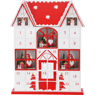 Light-Up Wooden House Advent Calendar | Large LED Calendar with 24 Drawers