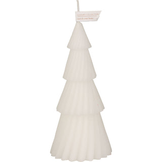 White Christmas Tree Shaped Candle | Unscented Novelty Xmas Tree Candle - 17cm