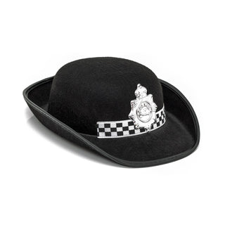 Adult Police Woman Hat | Fancy Dress WPC Police Hat With Checked Band And Badge