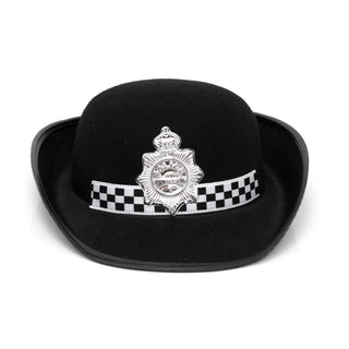 Adult Police Woman Hat | Fancy Dress WPC Police Hat With Checked Band And Badge