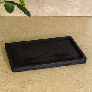 Black Mango Wood Display Tray | Rectangle Wooden Trinket & Candle Tray - 30x25cm