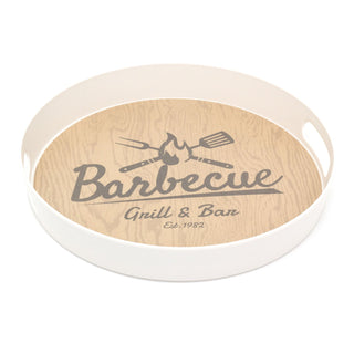 30cm BBQ Melamine Serving Tray | Round Barbecue Tray Drinks Tray | Retro Style BBQ Snack Tray - Design Varies One Supplied