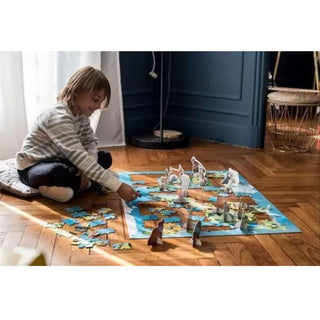 Janod Endangered Animals Puzzle | 200 Pc 3D Animal World Map Educational Jigsaw