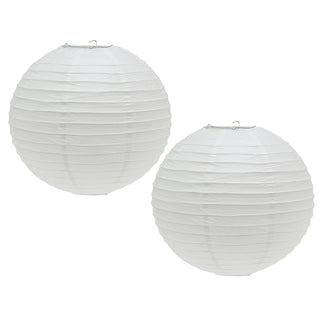 Pack Of White Paper Lantern Ceiling Lightshade | Ribbed Paper Lampshade - 40cm