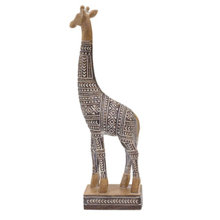 Aztec Giraffe Ornament | Polystone Wildlife Safari Animal Giraffe Statue - 31cm