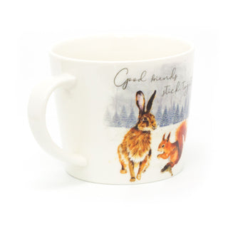 Good Friends Ceramic Coffee Mug | Woodland Rabbit Squirrel Tea Cup | Large Hot Drinks Mugs Cups