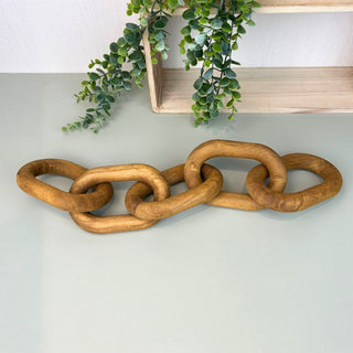 Large Wooden Chain Ornament | Natural Wood Chain Link Table Decoration - 54cm