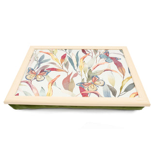 Floral Butterfly Lap Tray With Cushion | Large Bean Bag Lap Tray - 43x32cm