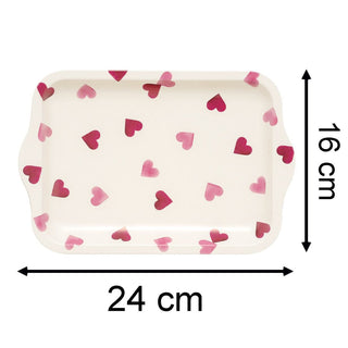 Emma Bridgewater Pink Hearts Small Tin Tray | Tea Tray With Handles - 24cm