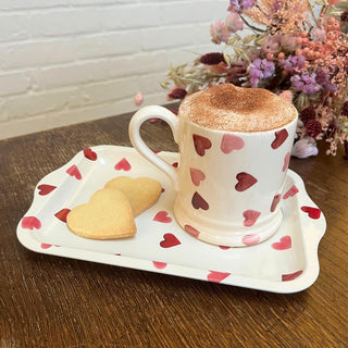 Emma Bridgewater Pink Hearts Small Tin Tray | Tea Tray With Handles - 24cm