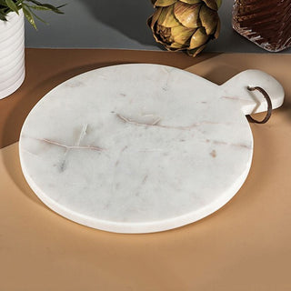 Round White Marble Chopping Board | Natural Stone Marble Cutting Board - 32cm