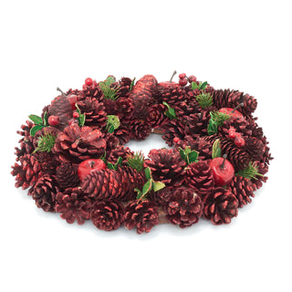 34cm Red Christmas Wreath Pine Cone Decoration | Christmas Door Wreath Xmas Wreath | Door Wreath Christmas Decorations