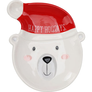 Polar Bear Christmas Plate Novelty Character Snack Plate Xmas Serving Dish 19cm