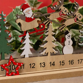 Santa Sleigh Wooden Christmas Advent Calendar | 24-Day Santa Advent Calendar