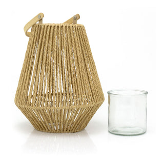 Woven Hanging Candle Lantern | Large Jute Hurricane Tea Light Lantern - 26cm