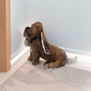 Roscoe Basset Hound Doorstop | Faux Leather Dog Shaped Animal Door Stop - 32cm