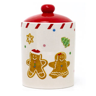 Ceramic Gingerbread Christmas Storage Jar | Biscuit Barrel with Lid - 18cm