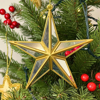 Mirrored Star Bauble | Gold & Silver Star Christmas Tree Ornament - 12cm