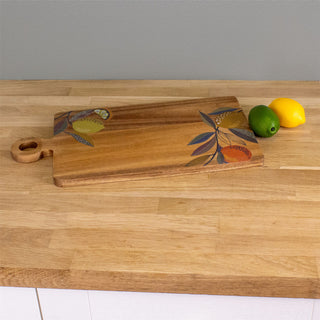 Citrus Zest Wooden Serving Board Acacia Wood Orange & Lemon Grazing Platter 45cm