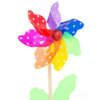 Multicoloured Spotted Garden Windmill 45Cm