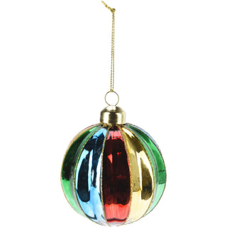 Multicoloured Rainbow Christmas Bauble | Christmas Tree Hanging Ornament - 8cm