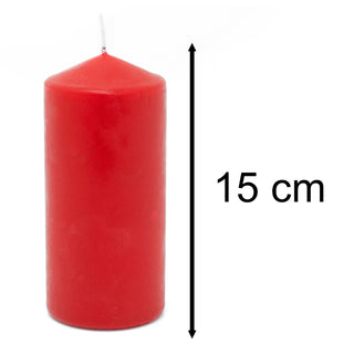 Unscented Red Pillar Candle | Cherry Red Votive Church Pillar Candle - 15x7cm