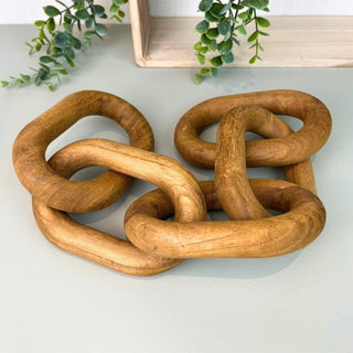 Large Wooden Chain Ornament | Natural Wood Chain Link Table Decoration - 54cm