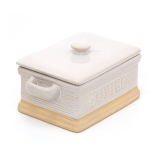 Traditional Stoneware Butter Dish With Lid | Butter Holder Kitchen Storage | Retro Butter Serving Plate And Cover