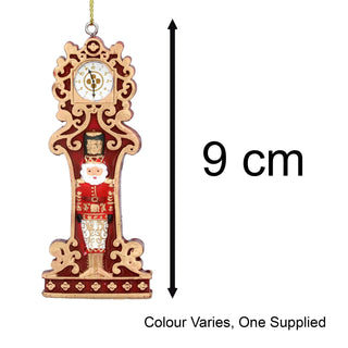 Clock with Nutcracker Christmas Bauble | Resin Christmas Tree Ornament - 9cm