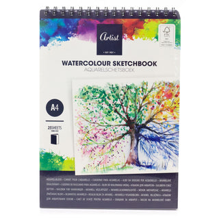 A4 Watercolour Art Sketchbook, 25 Sheets, 160gsm | Drawing Pad for Artists