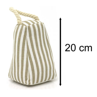 Beige Stripe Fabric Doorstop | Triangular Weighted Door Stop with Handle 1.2kg