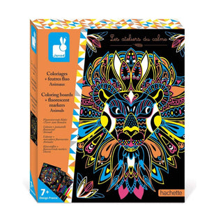 Janod Creative Kit | Animal Colour In Cards & Fluorescent Markers | Age 7+