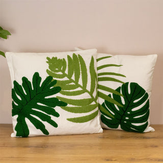 Embroidered Palm Leaves Scatter Cushion | Tropical Cushion for Home Decor - 45cm