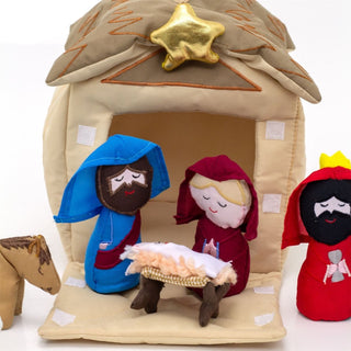 Fabric Christmas Nativity Set | Traditional Crib Scene Baby Jesus, Mary & Joseph