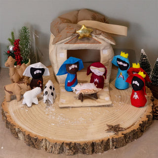 Fabric Christmas Nativity Set | Traditional Crib Scene Baby Jesus, Mary & Joseph