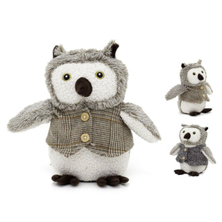 Fabric Owl Doorstop | Cute Barn Owl with Waistcoat Door Stop for Home - 23cm