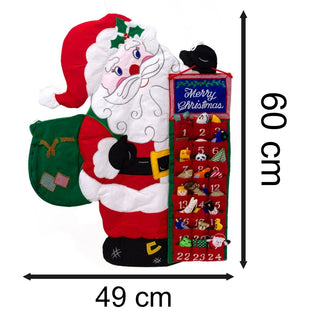 Fabric Santa Claus Advent Calendar | Reusable 24 - Pocket Santa Calendar - 60x48cm