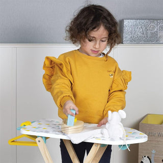 Janod Kids Adjustable Wooden Ironing Board Toy With Iron & Hangers | Age 3-8