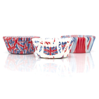 Pack Of 75 Union Jack Cake Cases | Paper Cupcake Cases With 3 Union Jack Designs