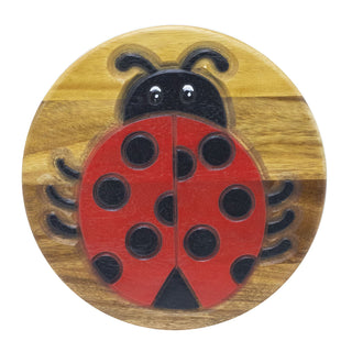 Children's Wooden Ladybird Stool | Small Round Ladybug Footstool for Kids - 25cm