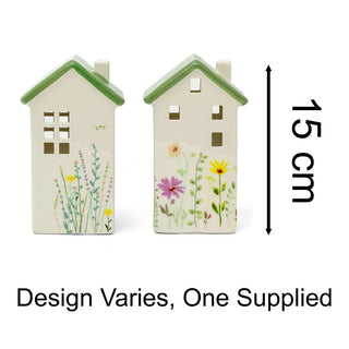 Floral House Tealight Holder | Ceramic Meadow House Tea Light Candle Holder