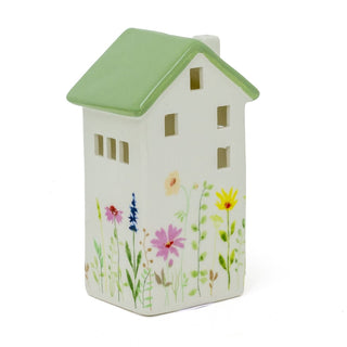 Floral House Tealight Holder | Ceramic Meadow House Tea Light Candle Holder