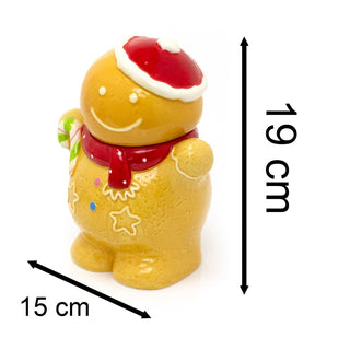 Gingerbread Boy Christmas Storage Jar | Festive Ceramic Kitchen Cookie Jar 18cm