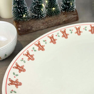 Gingerbread Ceramic Oval Plate | Festive Serving Platter for Christmas - 34cm