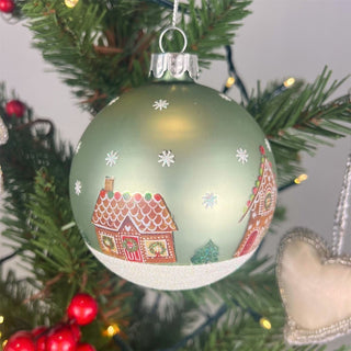 Gingerbread Christmas Bauble | Pale Green Christmas Tree Hanging Ornament - 8cm