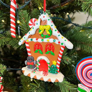 Gingerbread House Christmas Bauble | Candy Cane House Tree Ornament - 11cm