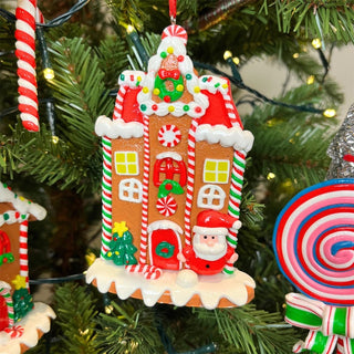 Gingerbread House Christmas Bauble | Candy Cane House Tree Ornament - 11cm